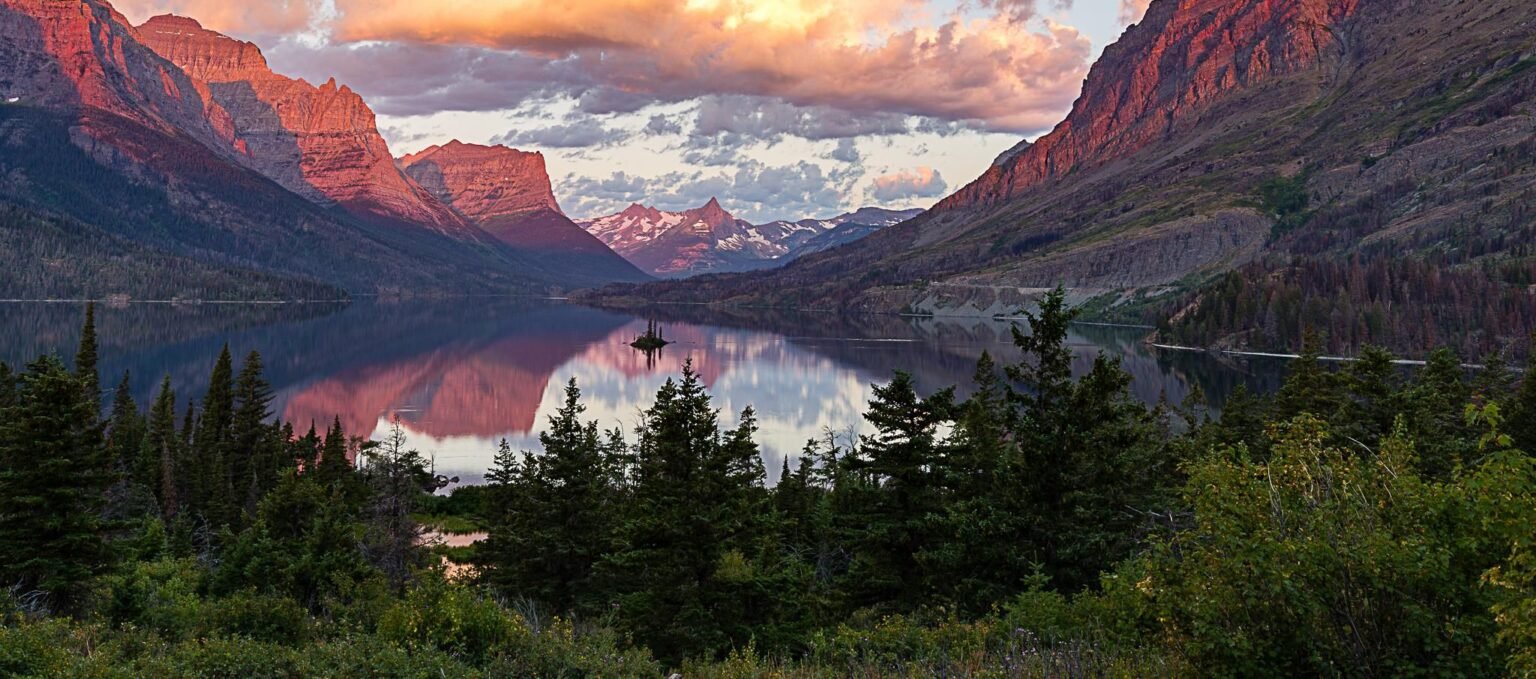 sunrise at glacier montana